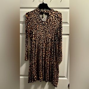 Leopard Print Long Sleeve Maxi Dress